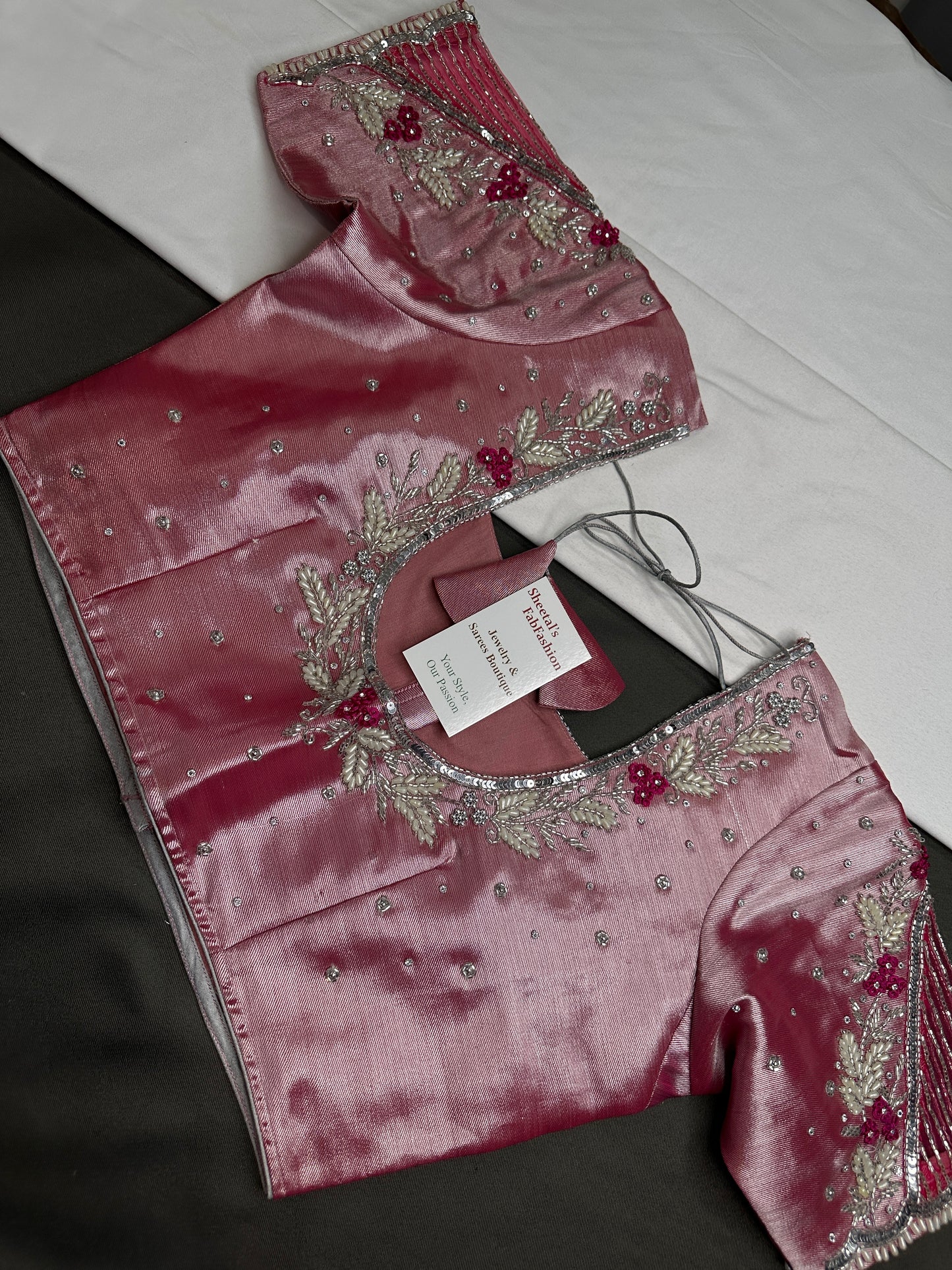 Pastel Pink Silk Maggam Aari Work Blouse - 