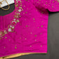 Pink Silk Maggam Aari Work Blouse - 