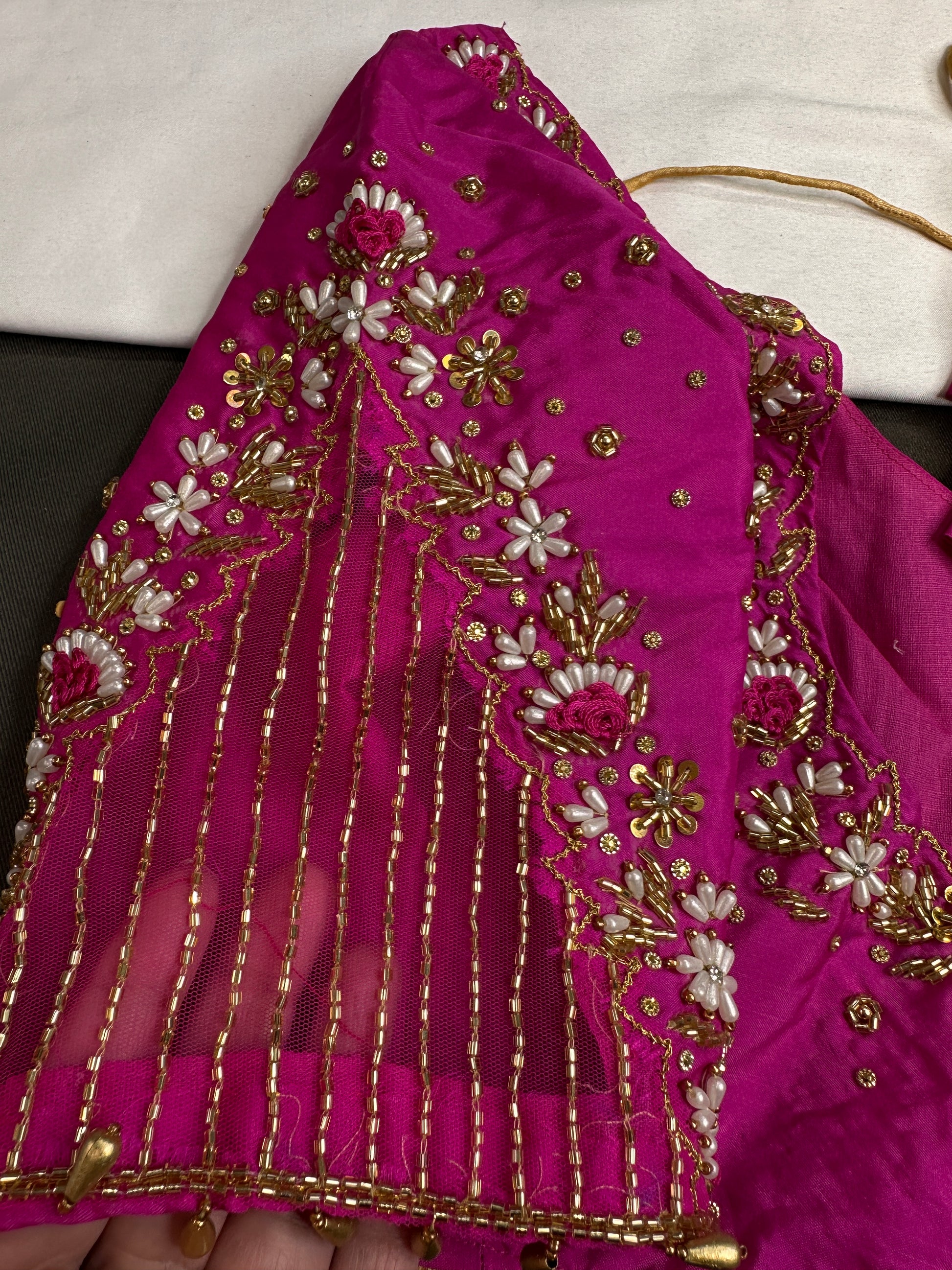 Pink Silk Maggam Aari Work Blouse - 