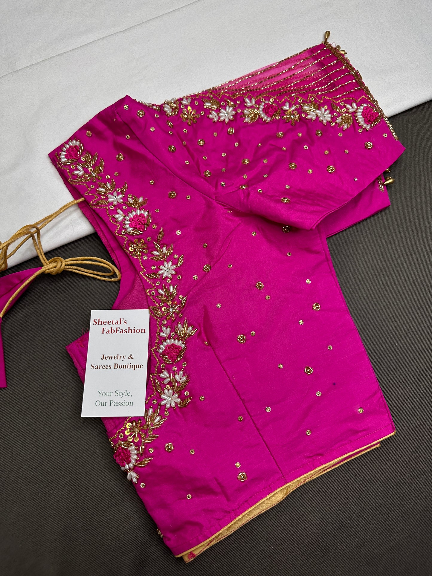 Pink Silk Maggam Aari Work Blouse - 