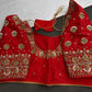 Orangish Red Silk Maggam Aari Work Blouse - 