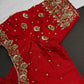 Orangish Red Silk Maggam Aari Work Blouse - 