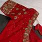 Orangish Red Silk Maggam Aari Work Blouse - 