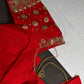 Orangish Red Silk Maggam Aari Work Blouse - 