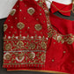 Orangish Red Silk Maggam Aari Work Blouse - 