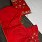 Orangish Red Silk Maggam Aari Work Blouse - 