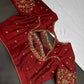 Red Maroon Maggam Aari Blouse - 