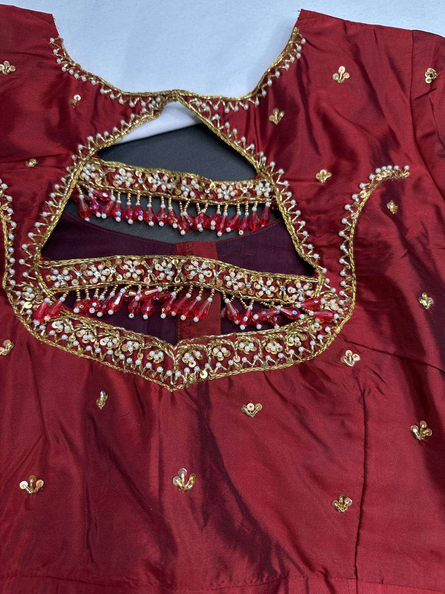 Red Maroon Maggam Aari Blouse - 
