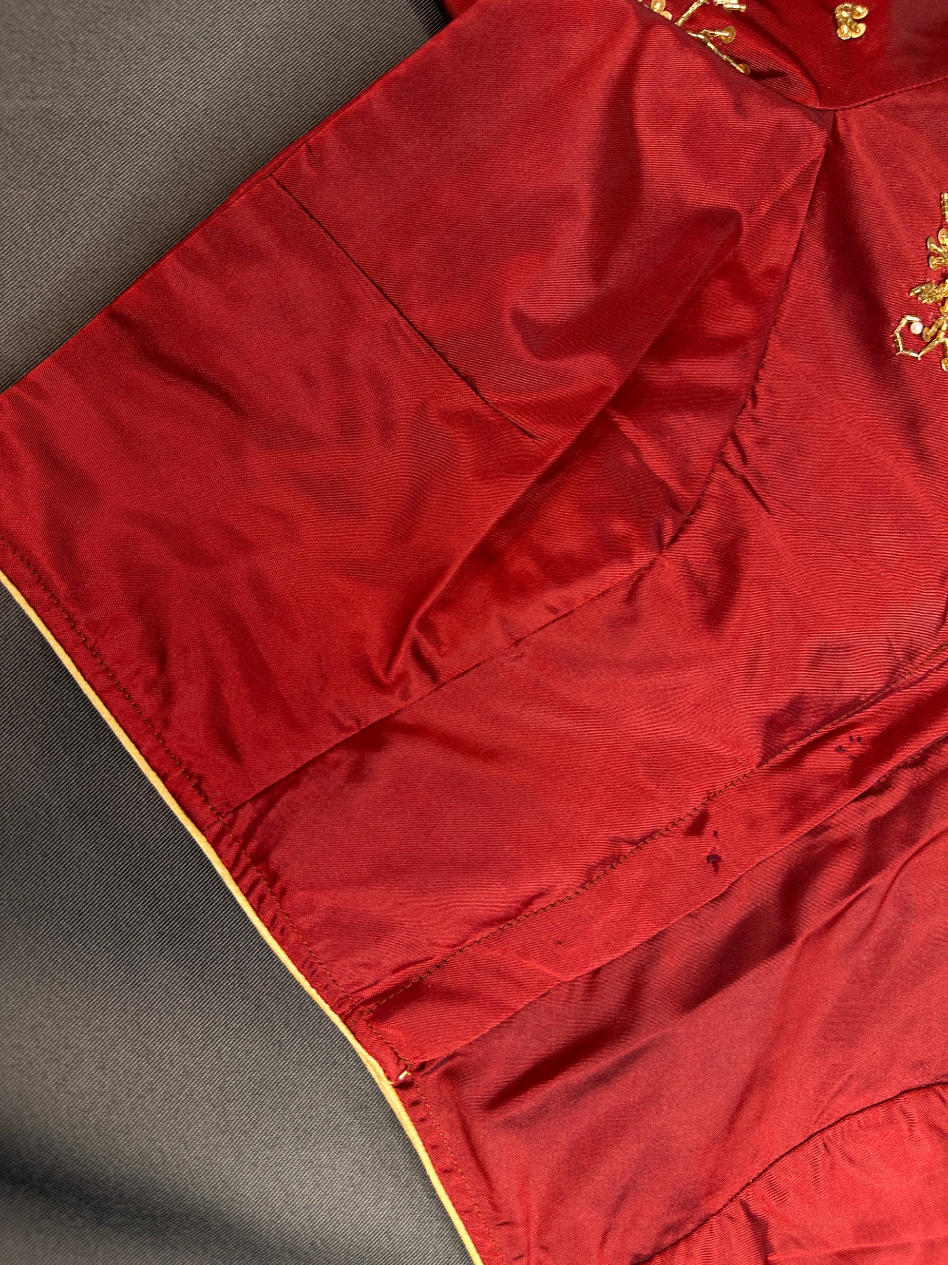 Red Maroon Maggam Aari Blouse - 