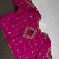 Pink Net Silk Maggam Aari Blouse - 
