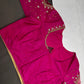 Pink Net Silk Maggam Aari Blouse - 