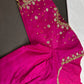 Pink Net Silk Maggam Aari Blouse - 
