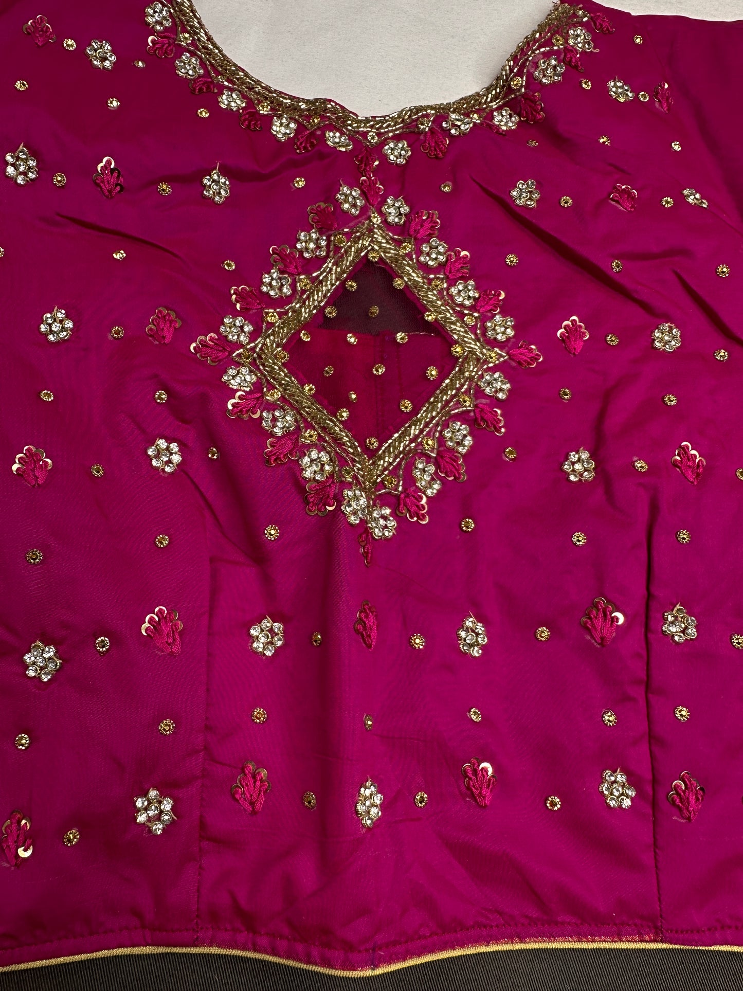 Pink Net Silk Maggam Aari Blouse - 