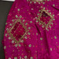 Pink Net Silk Maggam Aari Blouse - 