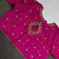 Pink Net Silk Maggam Aari Blouse - 