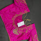 Butterfly Pattern Pink Silk Maggam Aari Pearl Work Blouse - 