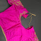 Butterfly Pattern Pink Silk Maggam Aari Pearl Work Blouse - 
