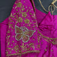 Butterfly Pattern Pink Silk Maggam Aari Pearl Work Blouse - 