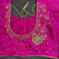 Butterfly Pattern Pink Silk Maggam Aari Pearl Work Blouse - 