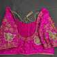 Butterfly Pattern Pink Silk Maggam Aari Pearl Work Blouse - 