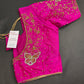 Butterfly Pattern Pink Silk Maggam Aari Pearl Work Blouse - 