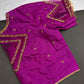 Pink Net Silk Maggam Aari Blouse - 