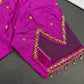 Pink Net Silk Maggam Aari Blouse - 