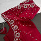 Crepe Red Silver Pearl Work Blouse - 