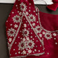 Crepe Red Silver Pearl Work Blouse - 