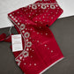 Crepe Red Silver Pearl Work Blouse - 