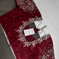 Crepe Maroon Red Silver Pearl Work Blouse - 