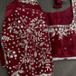 Crepe Maroon Red Silver Pearl Work Blouse - 