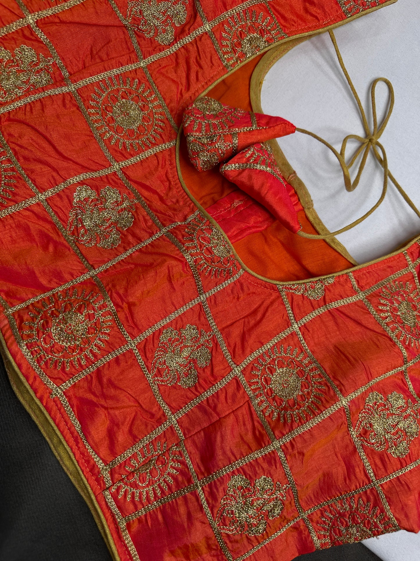 Orange Embriodery Work Blouse - 