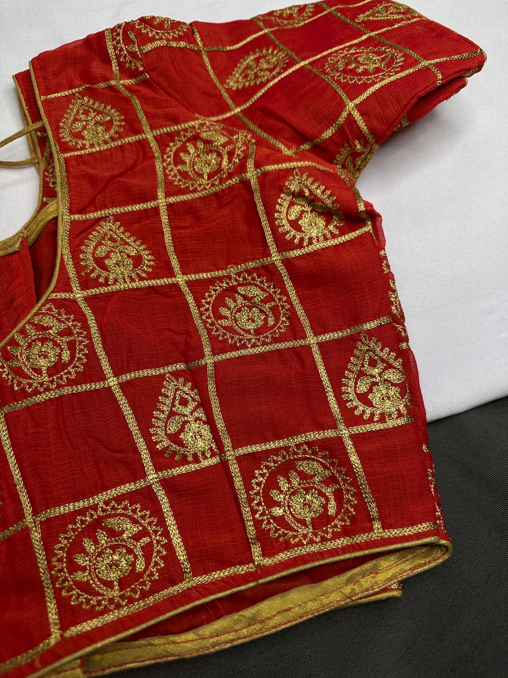 Red Embriodery Work Blouse - 