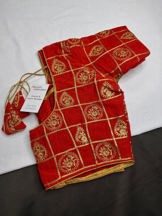 Red Embriodery Work Blouse - 