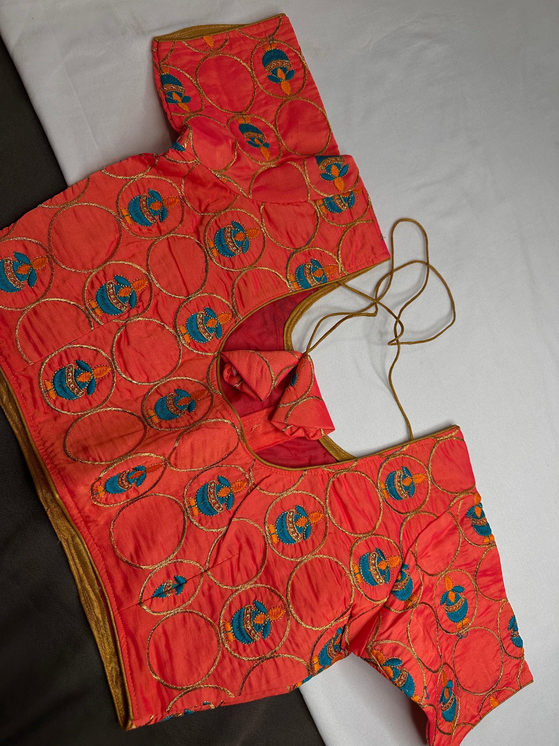 Peach Embriodery Work Blouse - 