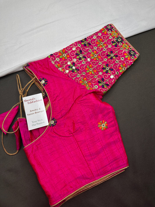 Pink Embriodery Work Blouse - 