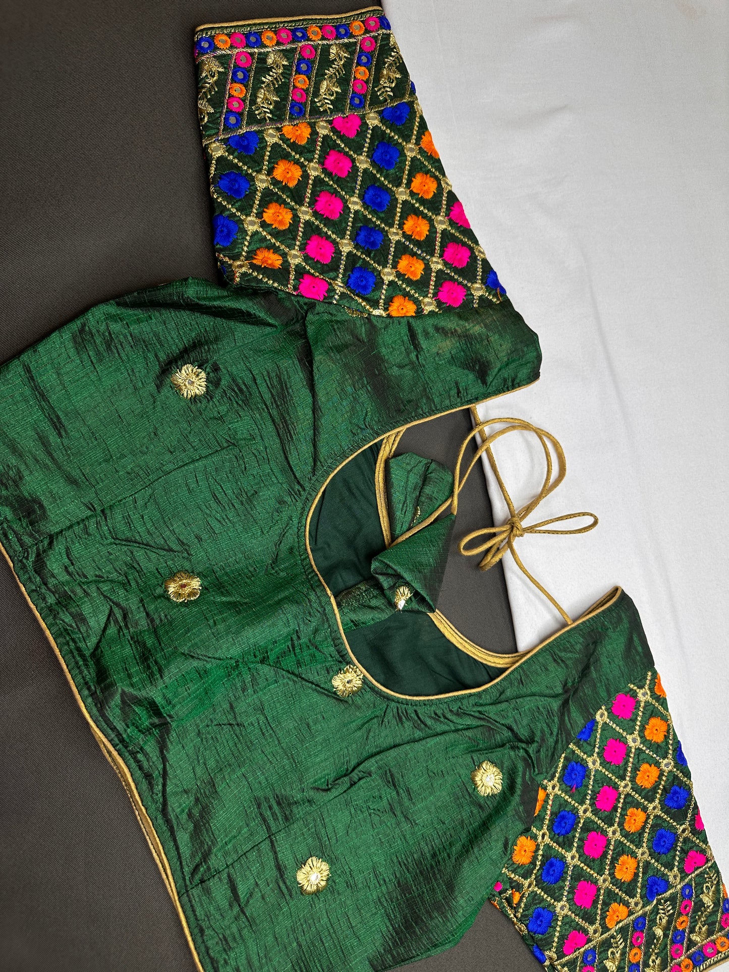 Green Embriodery Work Blouse - 