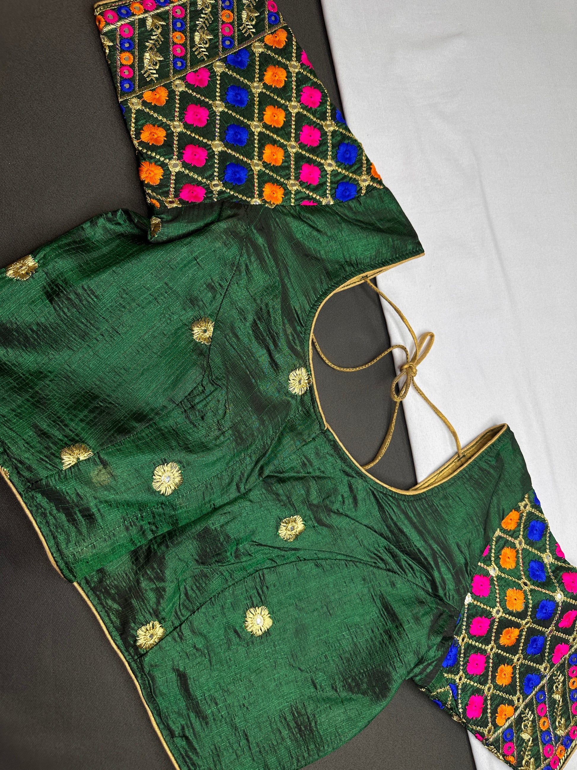 Green Embriodery Work Blouse - 