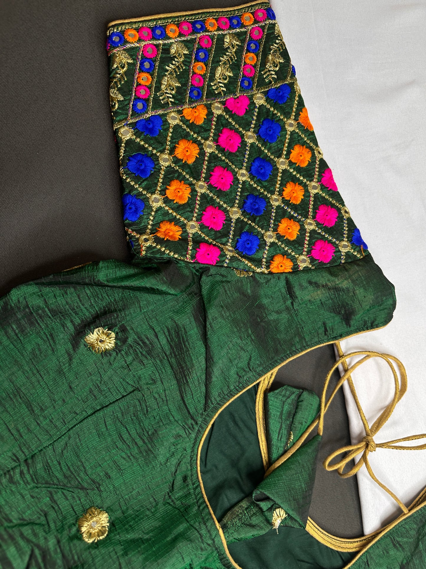 Green Embriodery Work Blouse - 