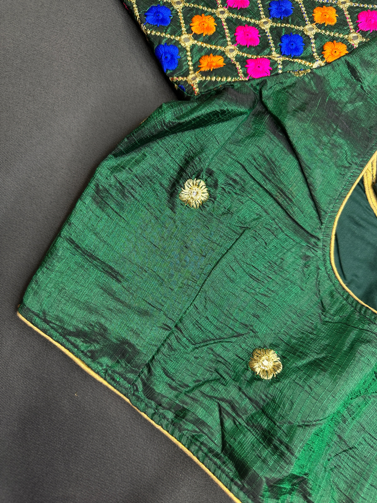 Green Embriodery Work Blouse - 