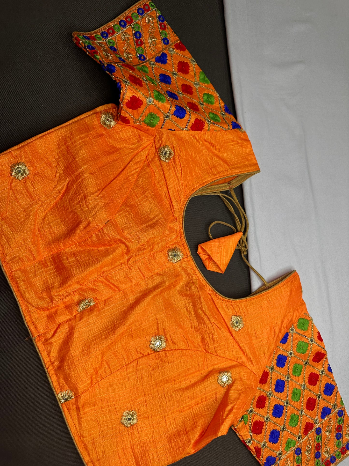 Orange Embriodery Work Blouse - 