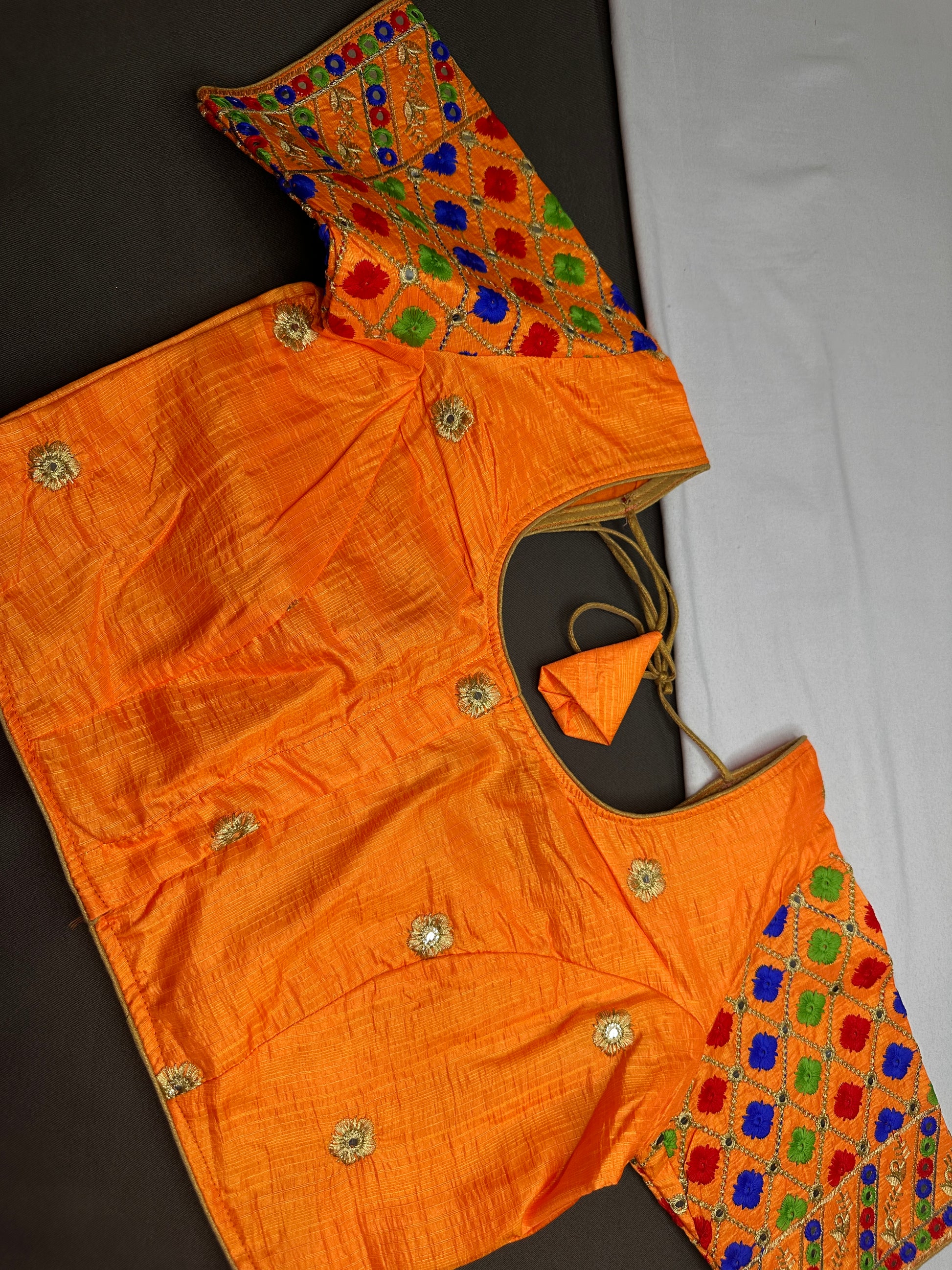 Orange Embriodery Work Blouse - 