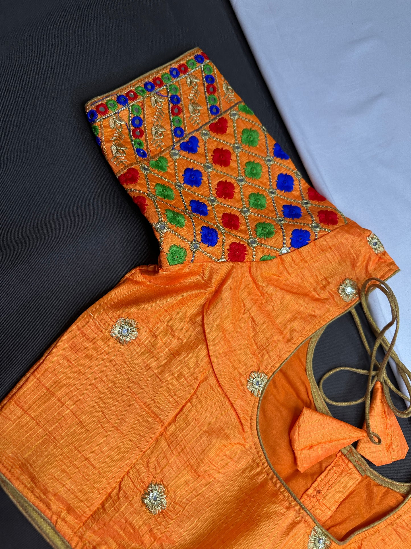 Orange Embriodery Work Blouse - 
