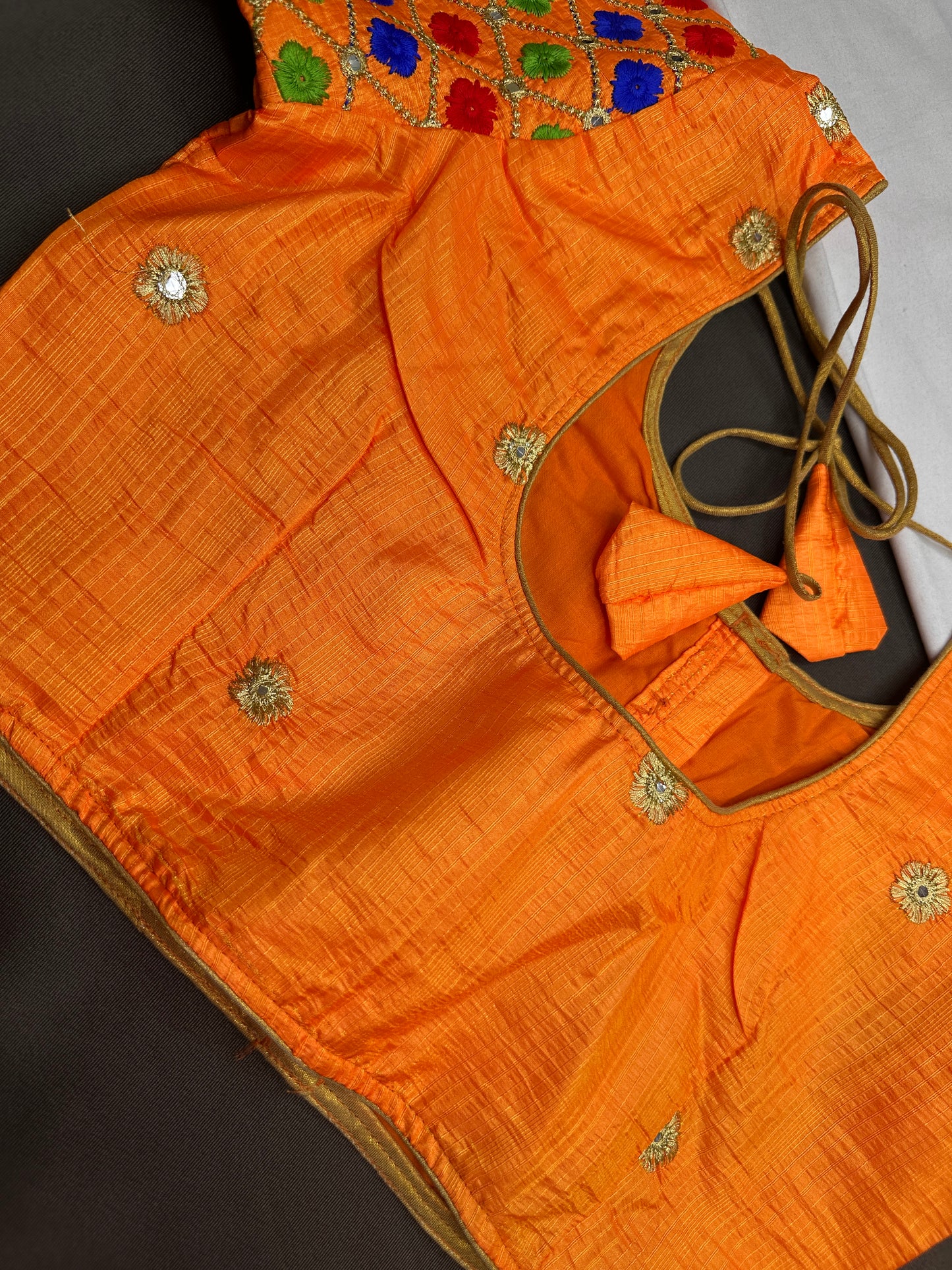 Orange Embriodery Work Blouse - 