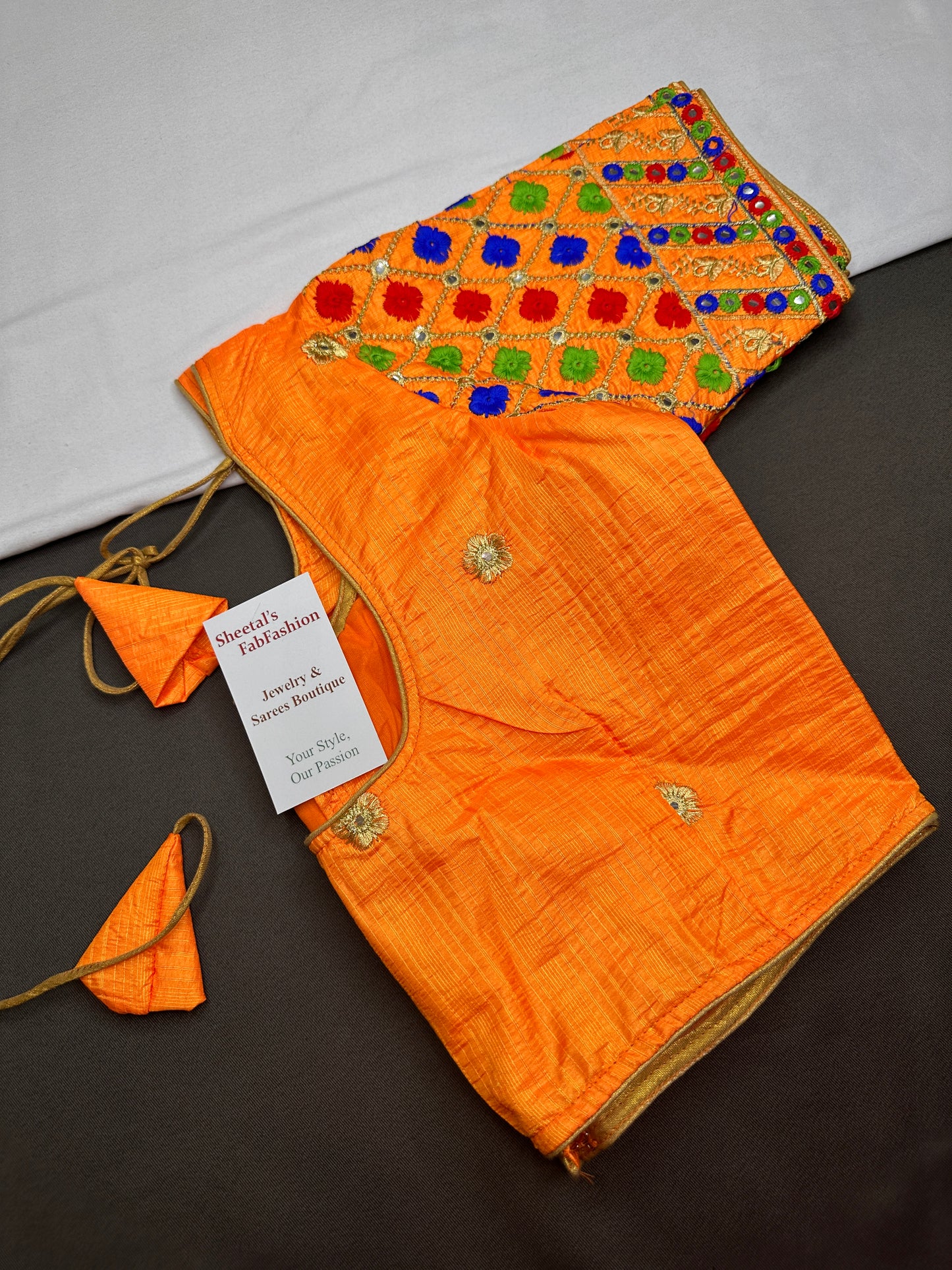 Orange Embriodery Work Blouse - 