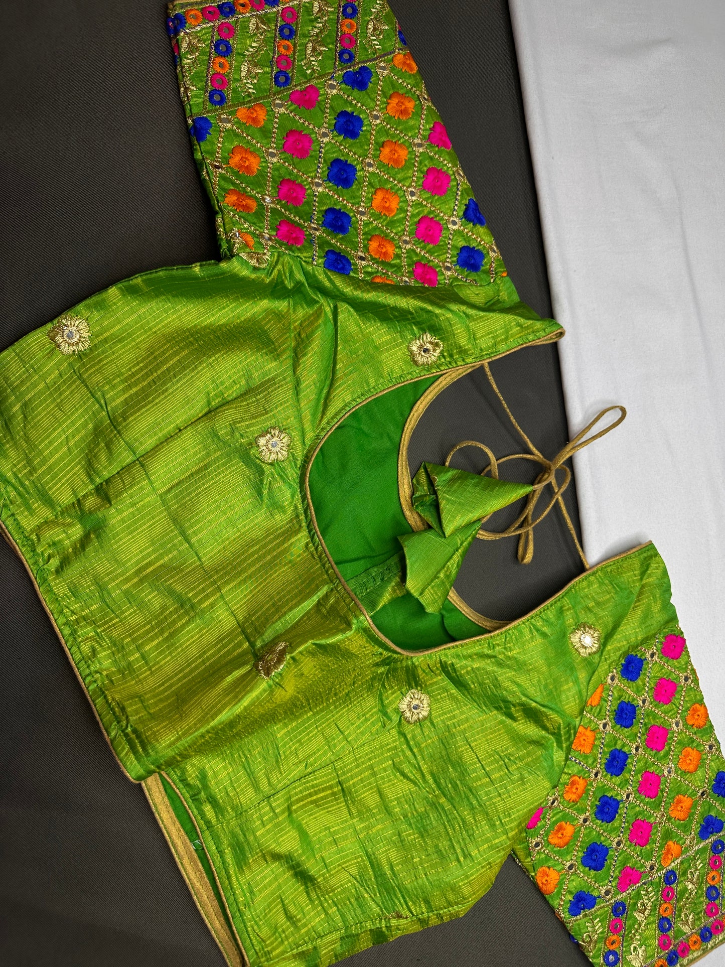 Green Embriodery Work Blouse - 