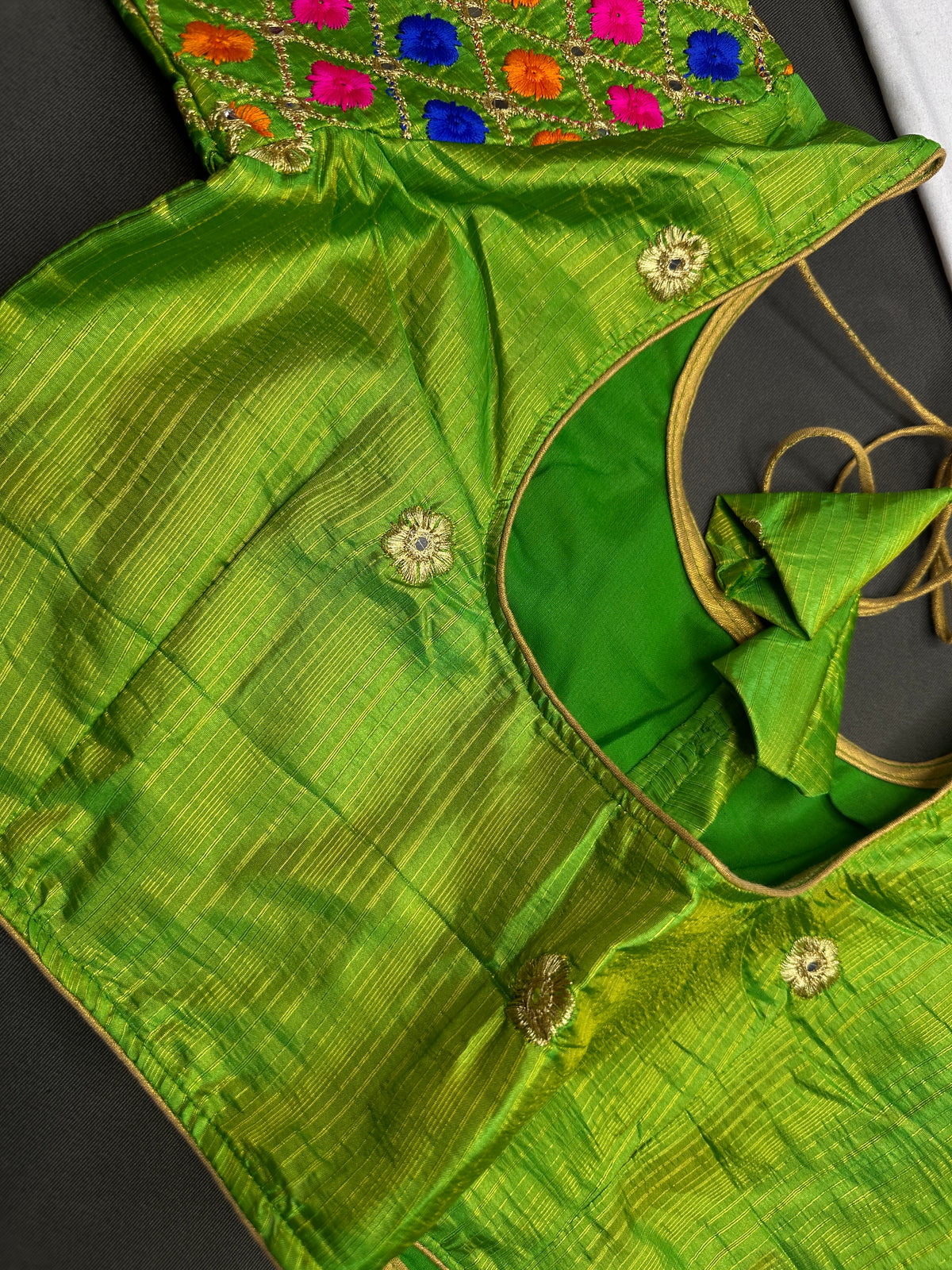 Green Embriodery Work Blouse - 