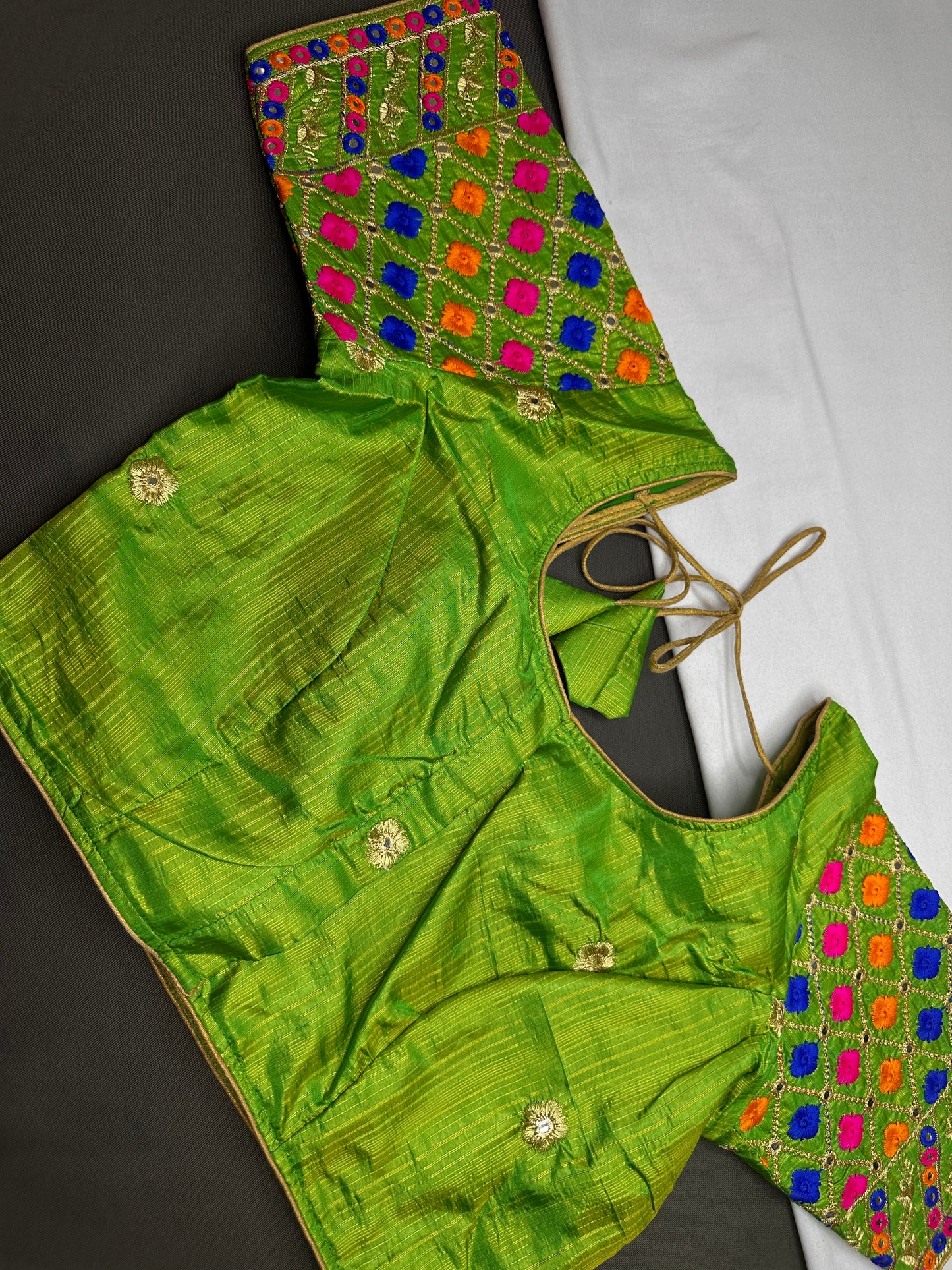 Green Embriodery Work Blouse - 