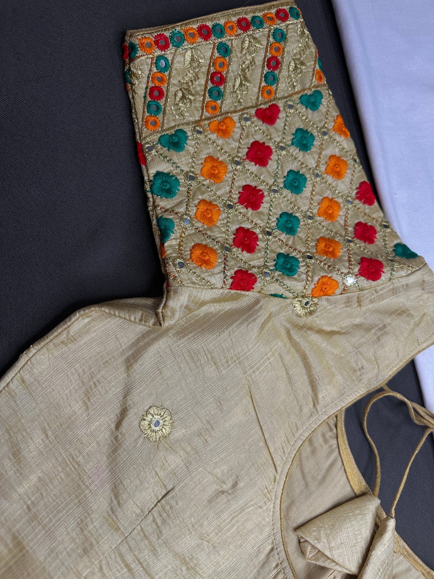 Cream Embriodery Work Blouse - 
